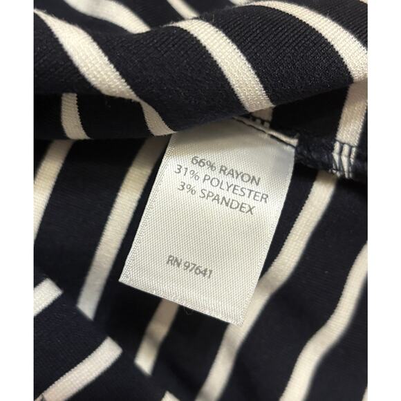 J Jill Navy White Striped Blazer Jacket Medium 2 Button Stretch Knit Excellent - Picture 7 of 8
